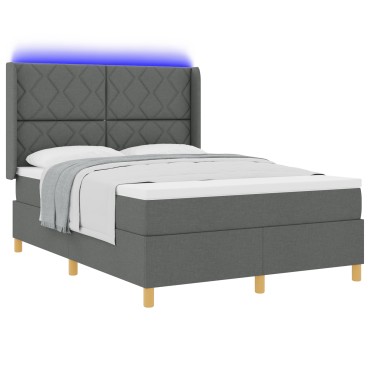 vidaXL Στρώμα κρεβατιού με ματress & LED Σκούρο Γκρι 160x200 εκ. Υφασμά