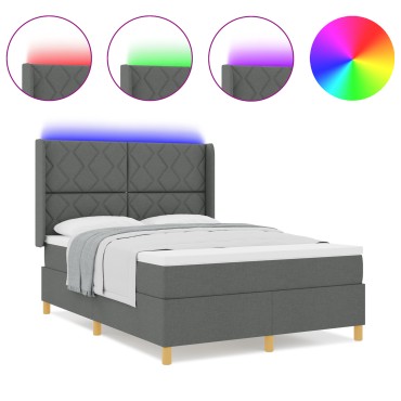 vidaXL Στρώμα κρεβατιού με ματress & LED Σκούρο Γκρι 160x200 εκ. Υφασμά