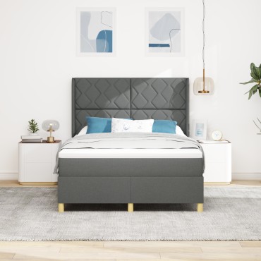 vidaXL Στρώμα κρεβατιού με ματress & LED Σκούρο Γκρι 160x200 εκ. Υφασμά