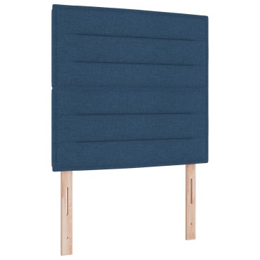 vidaXL Box Spring Bed με Στρώμα & Πάγκο Μπλε 90x190 εκ. Ύφασμα