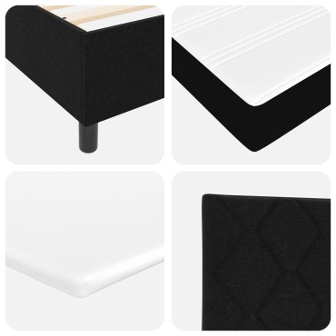 vidaXL Κρεβάτι με Κουτί με Στρώμα & Πάγκο Μαύρο 160x200 εκ. Ύφασμα