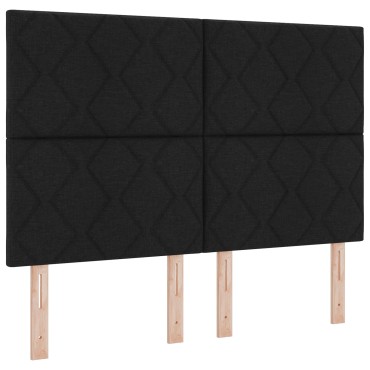 vidaXL Κρεβάτι με Κουτί με Στρώμα & Πάγκο Μαύρο 160x200 εκ. Ύφασμα