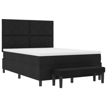 vidaXL Κρεβάτι με Κουτί με Στρώμα & Πάγκο Μαύρο 160x200 εκ. Ύφασμα