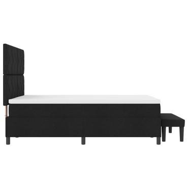 vidaXL Κρεβάτι με Κουτί με Στρώμα & Πάγκο Μαύρο 160x200 εκ. Ύφασμα