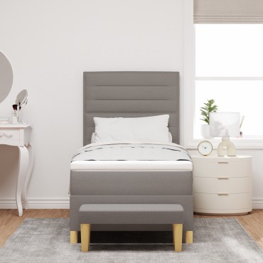 vidaXL Box Spring Κρεβάτι με Στρώμα & Πάγκο Καρύδι 80x200 εκ Ύφασμα