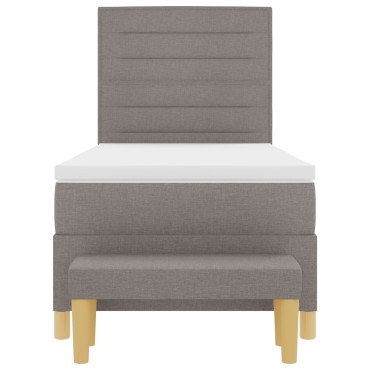 vidaXL Box Spring Κρεβάτι με Στρώμα & Πάγκο Καρύδι 80x200 εκ Ύφασμα