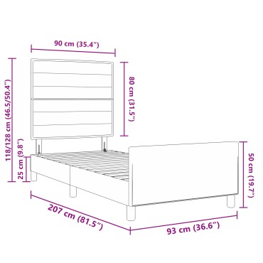 vidaXL Κρεβάτι - Κρέμ, 90x200 εκ., Υφασμα