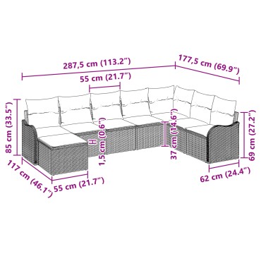 vidaXL Σετ 8 Τεμαχίων Καναπέ Κήπου με Μαξιλάρια Μπεζ Συνθετικό Ρατάν