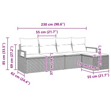 vidaXL Σετ Καναπέ Κήπου 5 Τεμαχίων με Μαξιλάρια Μπεζ Πολυ Ρατάν