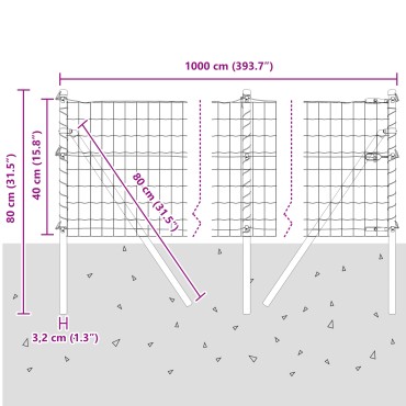 vidaXL Ευρωπαϊκή Στήριξη Φράχτη 10x0,4 m PVC-Επικαλυμμένο Ατσάλι