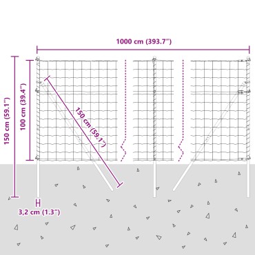 vidaXL Ευρωπαϊκή Στήριξη Φράχτη 10x1 m PVC-Επικαλυμμένο Ατσάλι Δίχτυ