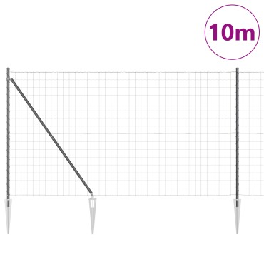 vidaXL Euro Fence με 7 Στήριξες Άγκυρας 1.5x10 μ Γαλβανισμένο Μέταλλο Γκρι