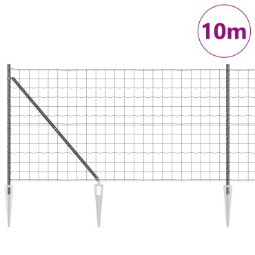 vidaXL Euro Fence με 7 Στερεά Πόδια 1.4x10 μ Γαλβανισμένος Χάλυβας Γκρι