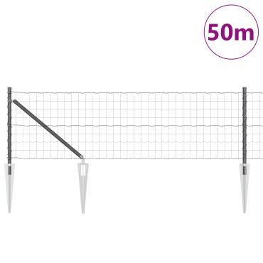 vidaXL Euro Fence με 13 στήλες φράχτη 0.4x50 μ. Γαλβανισμένο μέταλλο Γκρι