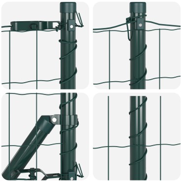 vidaXL Euro Fence με 13 Φλατζωτά Πόστα 1x25 μ Γαλβανισμένο Ατσάλι