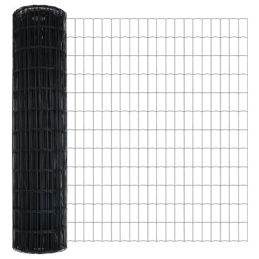 vidaXL Euro Fence με 7 φλαντζωτές κολώνες 1.2x10 μ Γαλβανισμένο ατσάλι