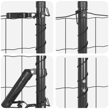 vidaXL Euro Fence με 7 φλαντζωτές κολώνες 1.2x10 μ Γαλβανισμένο ατσάλι