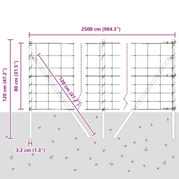 Φράχτης Αγρού vidaXL 0.8x25 μ Γαλβανισμένο Ατσάλι