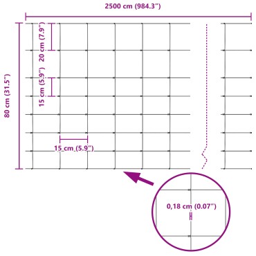 Φράχτης Αγρού vidaXL 0.8x25 μ Γαλβανισμένο Ατσάλι