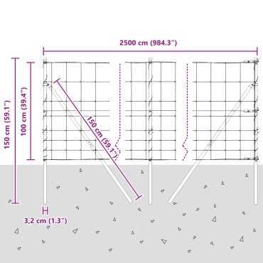 vidaXL Φράχτης Πεδίων 1x25 μ Γαλβανισμένο Ατσάλι