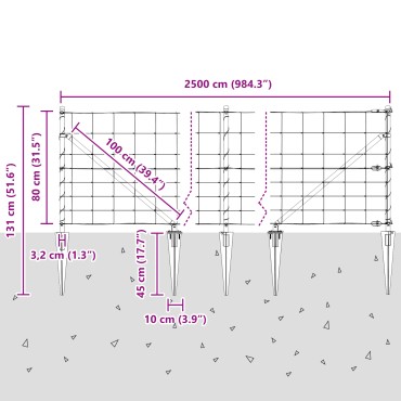 vidaXL Φράκτης Πεδίων 0.8x25 μ Γαλβανισμένου Χάλυβα