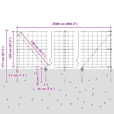 vidaXL Φράχτης Πεδίων 1.2x25 μ Κα galvanised Ατσάλι
