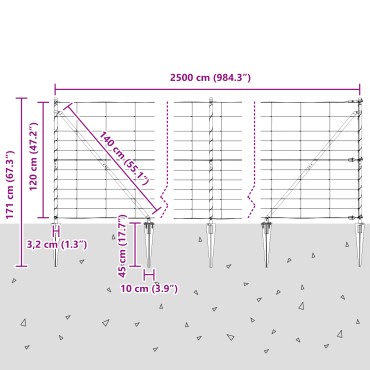 vidaXL Φράχτης 1.2x25 μ Γαλβανισμένος χάλυβας