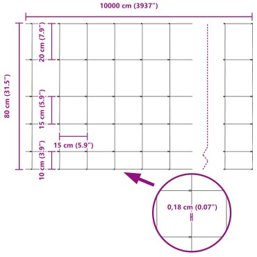 vidaXL Φράχτης 0.8x100 μ Γαλβανισμένο Ατσάλι