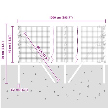 vidaXL Συρματόπλεγμα Σταθερού Εδάφους 10x0,4 m Γαλβανισμένος Χάλυβας