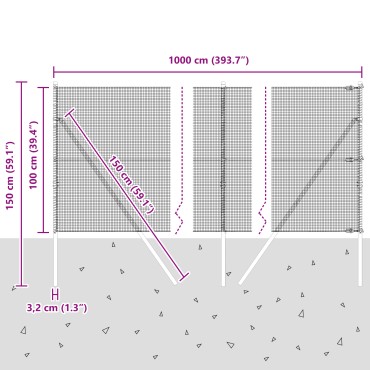 vidaXL Σετ Πασσάλων Σετ 2 Γαλβανισμένος χάλυβας 10x1 μ Ανθεκτικός