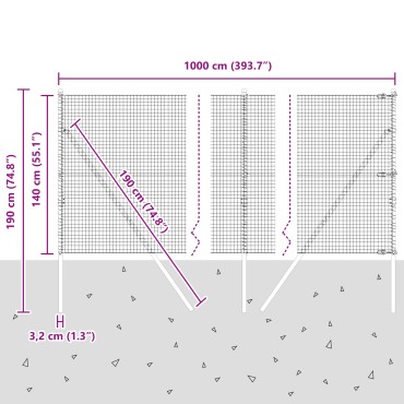 VidaXL Σιδερένια περίφραξη με 7 δοκούς 1.4x10 μ γαλβανισμένου ατσαλιού