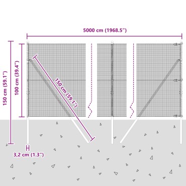 vidaXL Γαλβανισμένος Φράχτης Με 13 Πόλους 1x50 m