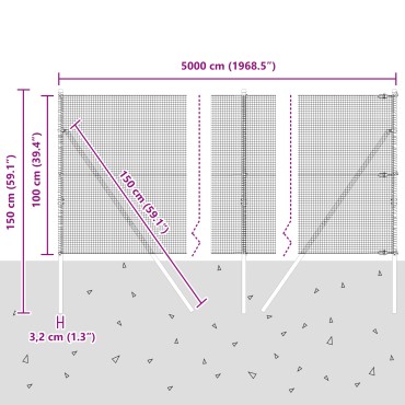 vidaXL Γαλβανισμένος Φράχτης με 13 Στήλες 1x50 μ Γαλβανισμένο Ατσάλι