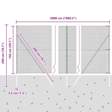 vidaXL Γαλβανισμένος Φράχτης με 13 Στηρίγματα 1.5x50 m