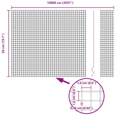 vidaXL Συρματόπλεγμα Σταθερού Εδάφους 100x0,5 μ Ασημί Δίχτυ