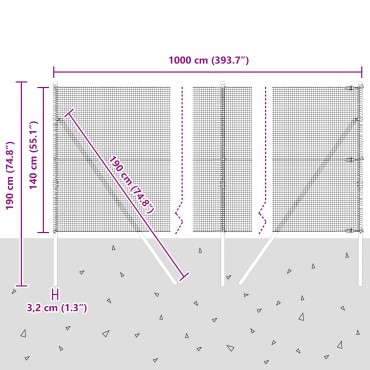vidaXL Συρματοπλέγμα με 7 Στήλες Γκρί 1.4x10 μμεταλλικού