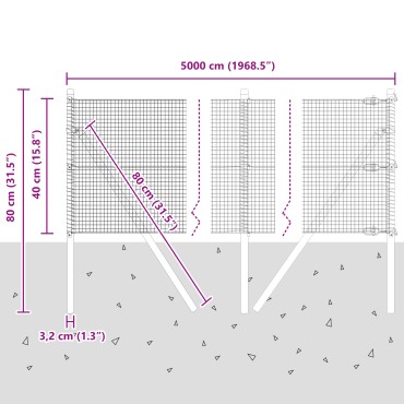 vidaXL Συγκολλητός Φράχτης με 13 Στήλες Γκρι 0.4x50 μ Χάλυβας