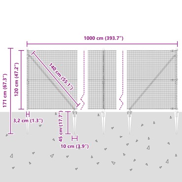 vidaXL Γαλβανισμένος συρμάτινος φράχτης με 7 αγκυρωμένα καρφιά 1.2x10 μ. Γαλβανισμένο ατσάλι