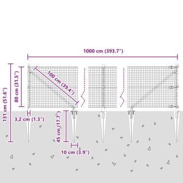 vidaXL Συρματόπλεγμα με 7 άγκυρες Γκρι 0.8x10 μ Στεγαλία