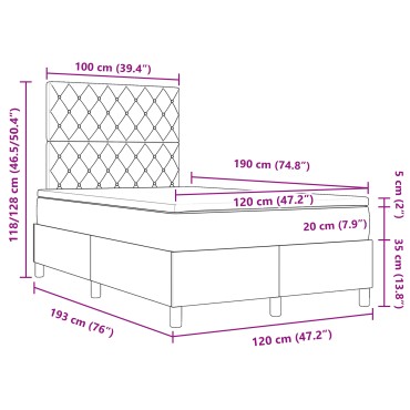 vidaXL Κρεβάτι Box Spring με Στρώμα Σκούρο Πράσινο Μικρό Διπλό Βελούδο