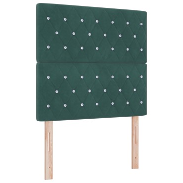 vidaXL Κρεβάτι Box Spring με Στρώμα Σκούρο Πράσινο Μικρό Διπλό Βελούδο