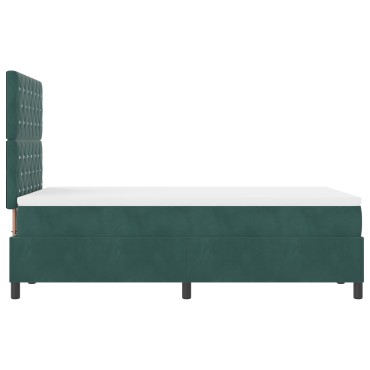 vidaXL Κρεβάτι Box Spring με Στρώμα Σκούρο Πράσινο Μικρό Διπλό Βελούδο