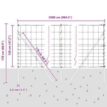 vidaXL φράχτης πεδίων 1.2x25 μ γαλβανισμένο ατσάλι