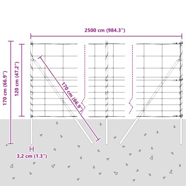 vidaXL Field Fence 1.2x25 μ Γαλβανισμένος χάλυβας