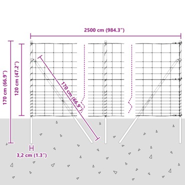 περίφραξη αγρού vidaXL 1.2x25 m Γαλβανισμένος Χάλυβας