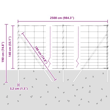 Φράχτης Πεδίων vidaXL 1.4x25 μ. Γαλβανισμένος Χάλυβας