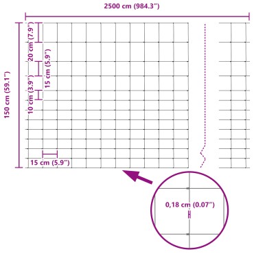 Φράχτης Πεδίων vidaXL 1.5x25 μ Γαλβανισμένο Ατσάλι