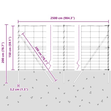 φράχτης vidaXL 1.5x25 μ Γαλβανισμένος Χάλυβας