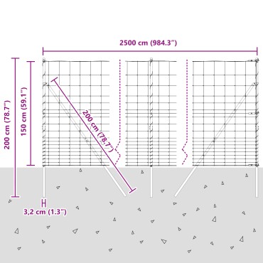 Φράκτης Πεδιάδας vidaXL 1.5x25 μ Γαλβανισμένος Χάλυβας