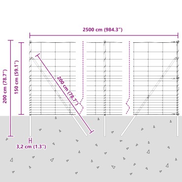 vidaXL Φράκτης Αγρού 1.5x25 μ Γαλβανισμένο Ατσάλι